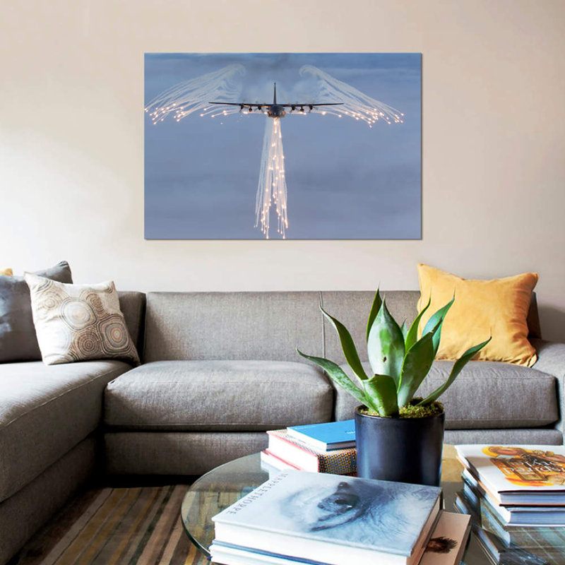 « mc-130h combat talon chuteing flare », reproduction de photo sur toile, H 18 po x l 26 po x P 1,5 po, Toile tendue