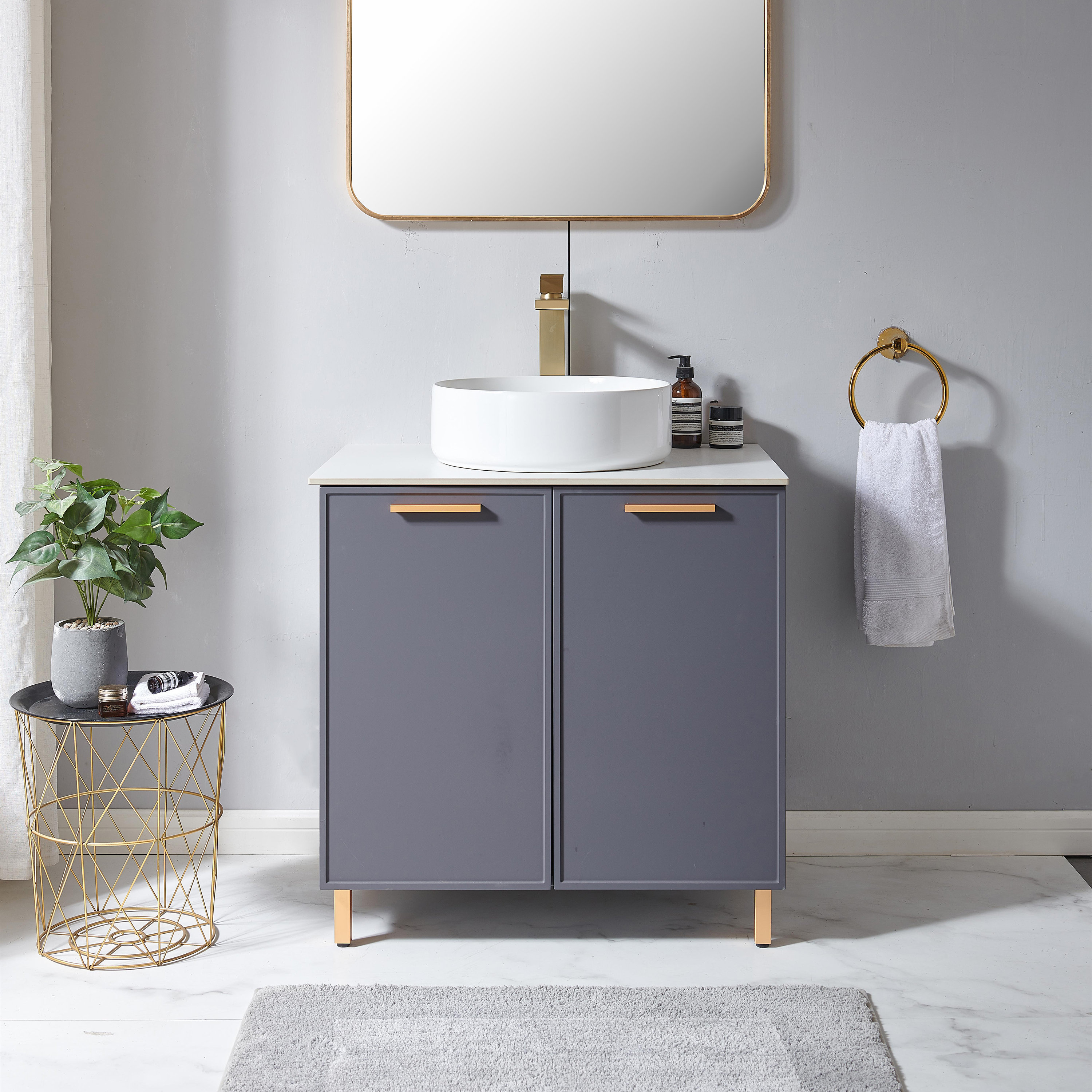 Latitude Run?? Gloriane 30'' Dark Gray Modern Vessel Single Bathroom ...