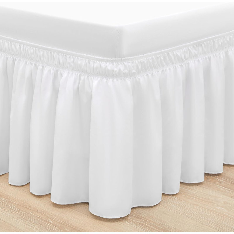 King Size Wrap-Around Elastic Bed Skirt, Snow White