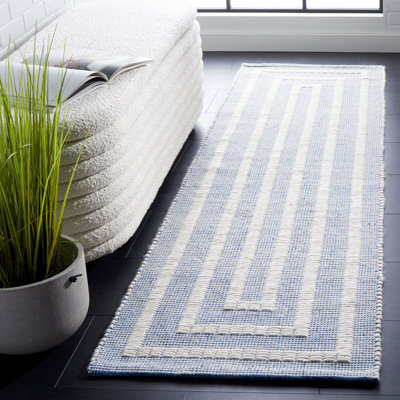 Tapis rayé en laine et en coton Natura