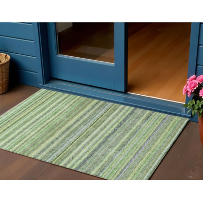 Tapis extérieur lavable rayé vert artichaut 3 pi x 5 pi vert olive