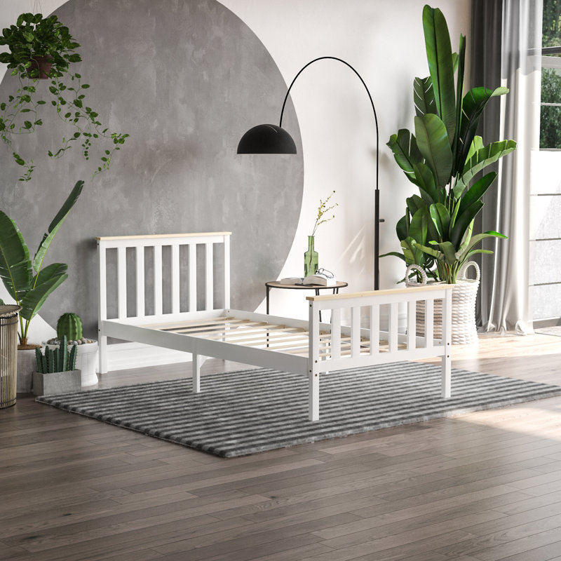 Solid Wood Bed, Single (3'), White/Pine