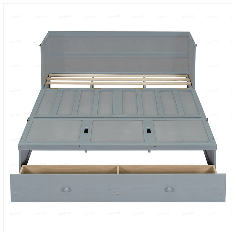 Lit escamotable polyvalent avec port USB et tiroir spacieux pour optimiser l'espace et la vie moderne, Gris