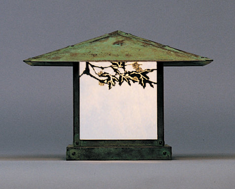 Luminaire d'extérieur à 1 lumière Paulis, H 17 po x l 24 po / aiguille de pin, Cuivre brut, Mica amande