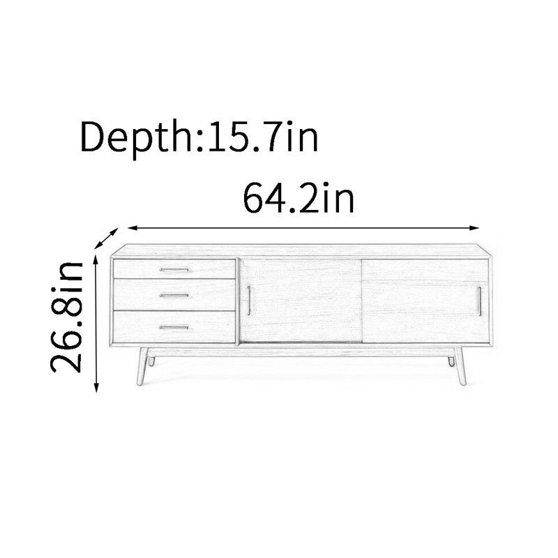 La télévision américaine moderne et simple, H 26,8 po x L 64,2 po x l 15,7 po