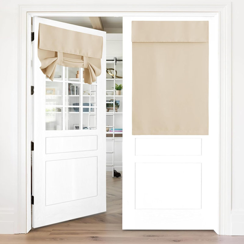 Blackout Small Door Curtain for Kitchen, Privacy Thermal Insulated Door Window Curtain for Classroom Window/Small Front Back Door/Office, 1 Panel