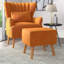 Tybalt Velvet Wingback Chair with Footstool-1639618439