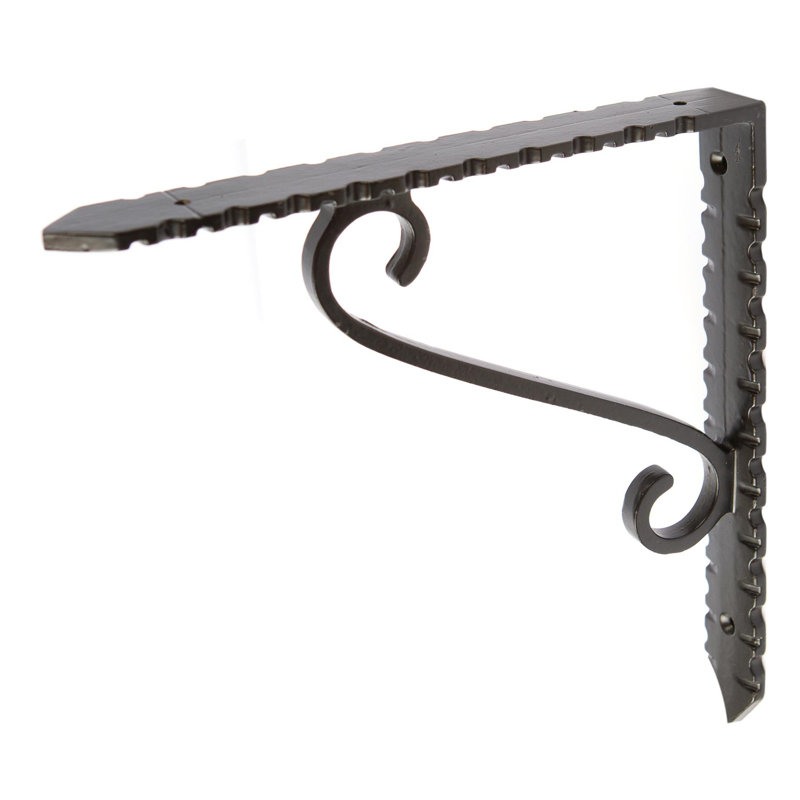 Hammer & Tongs - Notched Scroll Iron Shelf Bracket - D205mm - Black