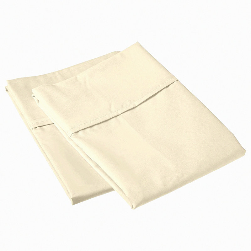 Luxury Ivory Queen Pillowcase Set - 800 Thread Count 100% Cotton, Hotel Quality Pillow Covers with Stylish 4 Inch Hem - Set of 2