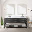 Meuble-lavabo double en chêne noir 22 po P, 72 W avec plateau en marbre scellé à la main, fermeture en douceur et 34 miroirs pour salle de bain