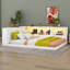Queen Size Wooden Daybed With Integrated Storage Shelves, L-Shaped Corner Bed Equipped With USB And LED Lights-1387102733