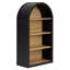 Bibliothèque arquée noire à 4 niveaux avec bibliothèque de 43 po de hauteur et tablettes de rangement
