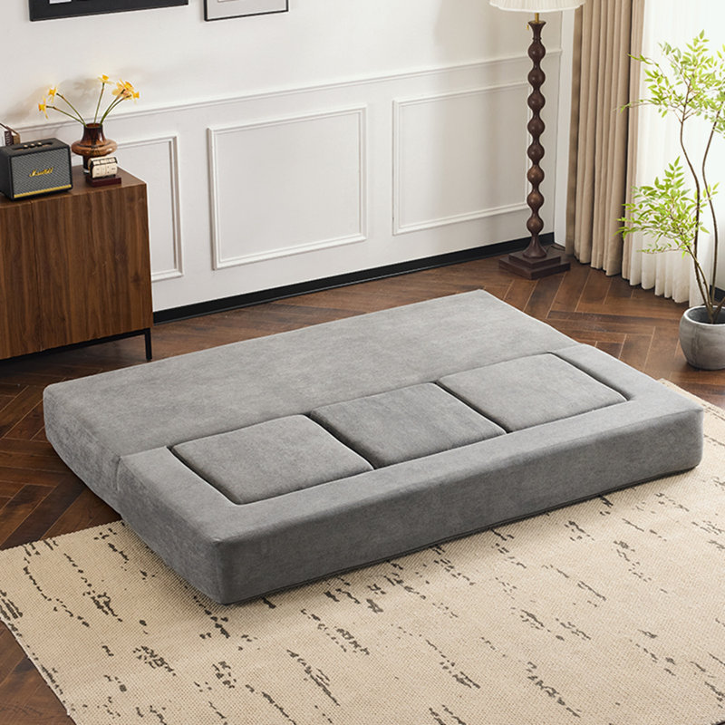 modular Chenille sofa with 3 Ottomans, Light Grey