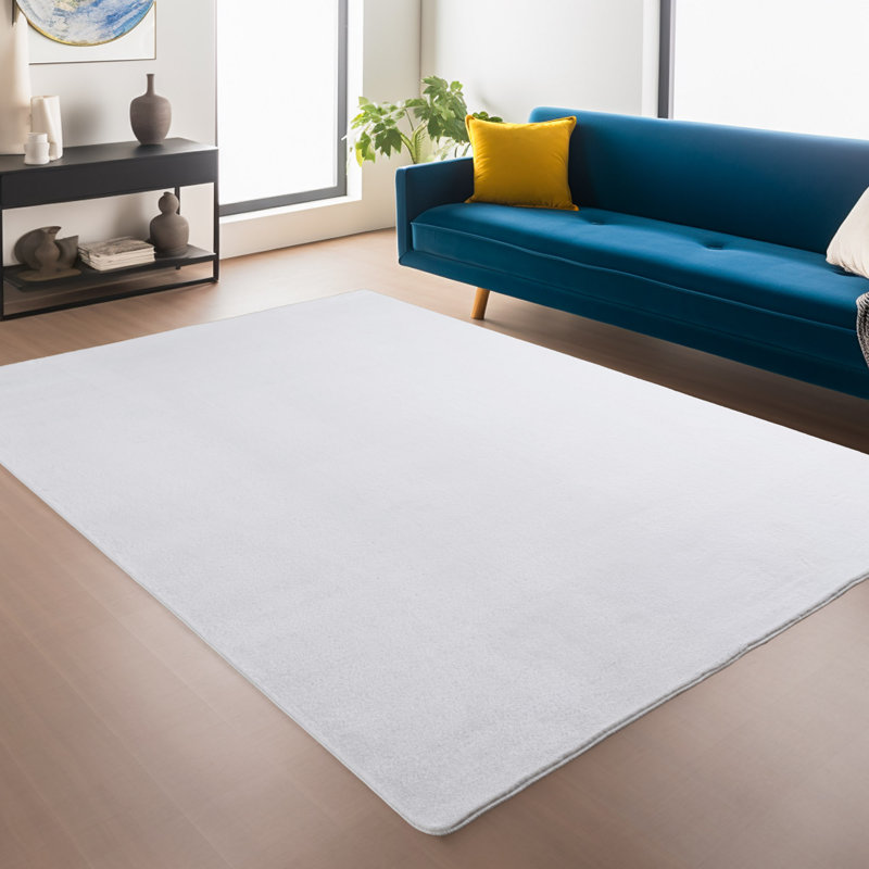 Solid Colour Knitted Area Rug, Rectangle 80 x 120 cm, Snow White
