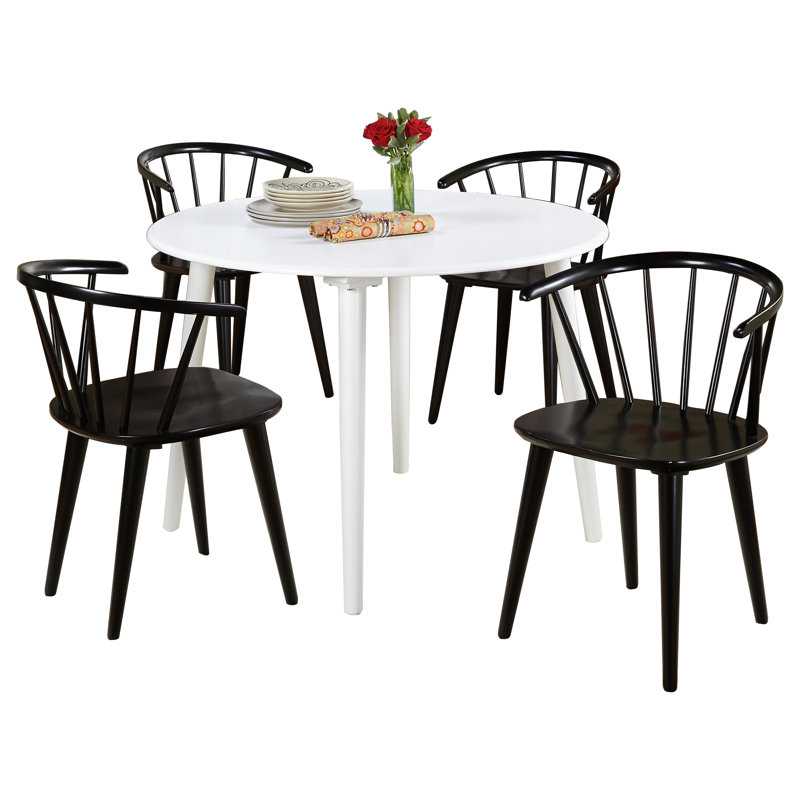 Ensemble repas Demi-Lee, Noir, 3 pièces: table, 2 chaises
