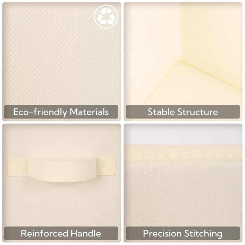 Latitude Run 6 Pack Fabric Storage Cube, White, 13'' H X 13'' W X 13'' D