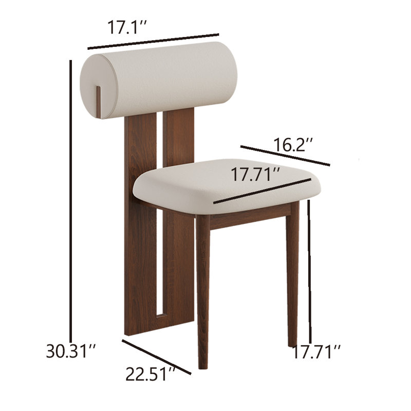 Ensemble de 4 chaises de salle à manger rembourrées - structure en bois de noyer, siège et dossier cylindriques en similicuir, aucun assemblage requis, chaises d'appoint contemporaines avec design à lattes ouvertes