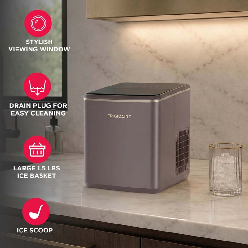 Frigidaire 26 lbs Countertop Ice Maker with Touch Display, Mauve, Mauve