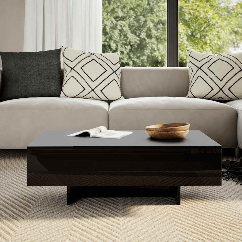 Table de bout vidaXL, H 12,2 po x L 33,5 po x l 21,7 po, Noir, noir, noir, noir
