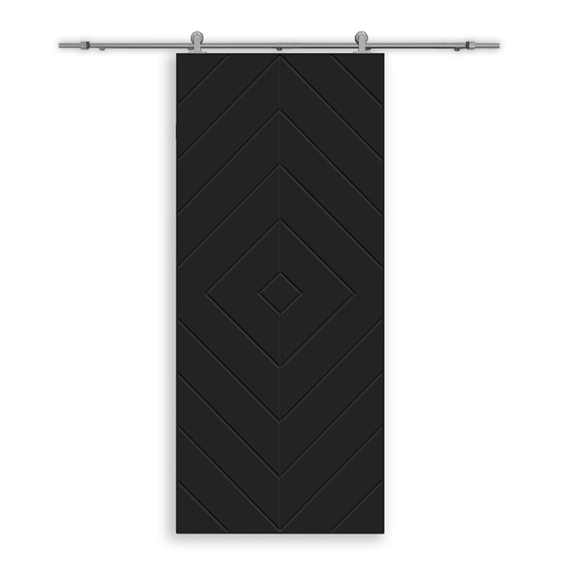 Porte de grange en bois manufacturé avec trousse de quincaillerie d'installation, H 84 po x l 30 po, Noir