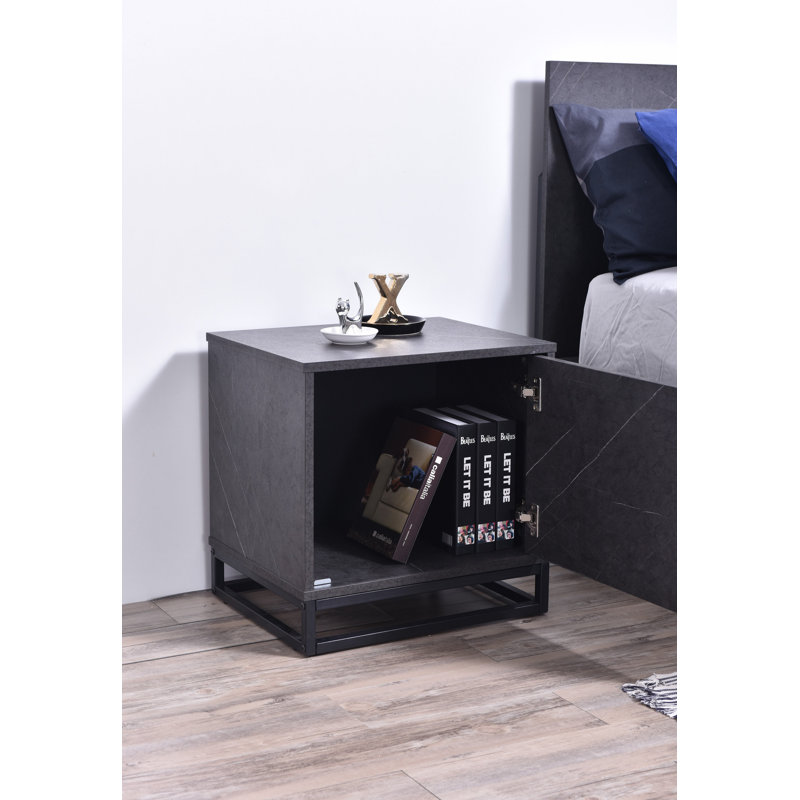 Bluebelle 50.2 cm W Bedside Table, Grey Stone