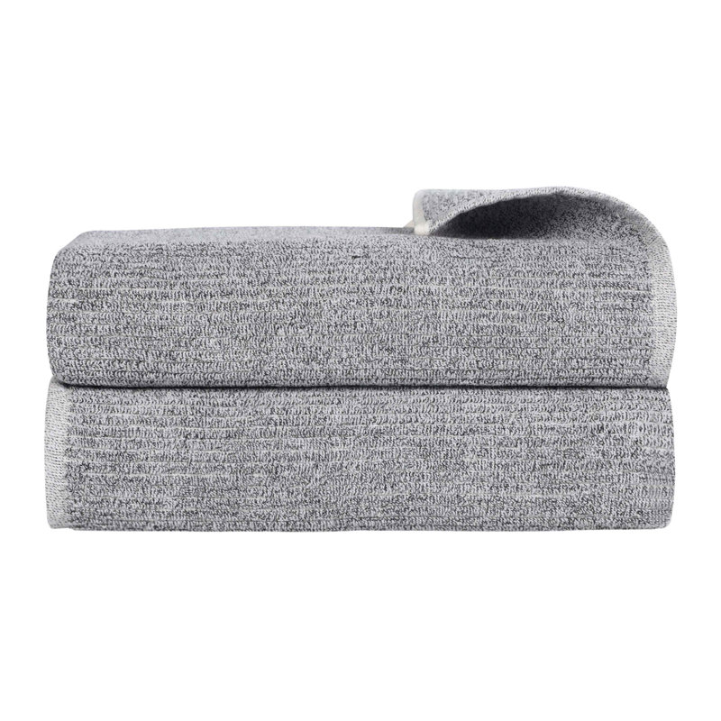 Viscose Cotton Blend Bath Sheet Set - Textured Ribbed Design - Quick-Dry, Charcoal