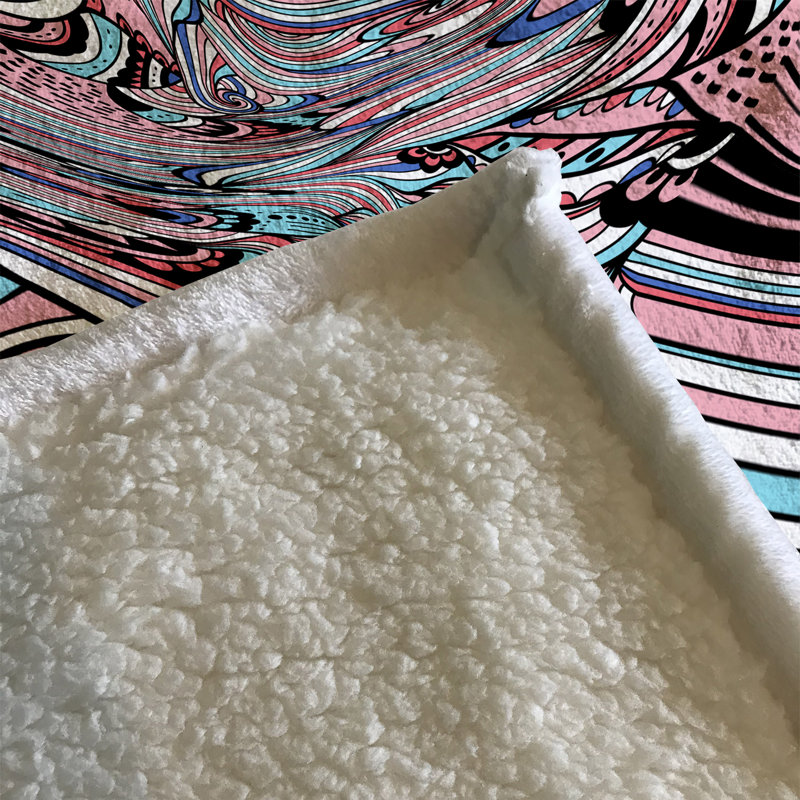 Plain Weave / Muslin Throw Blanket, Blue/Pink Abstract