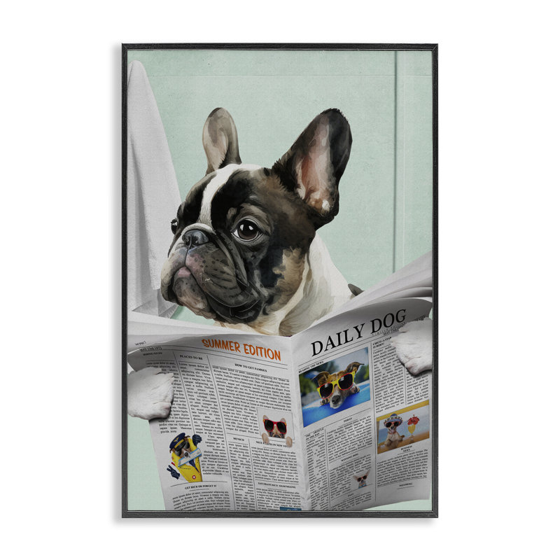 Pug News, humour de salle de bain, estampe numérique, conception par Jesse Keith, H 30 po x l 20 po