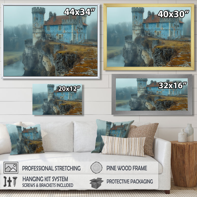 Pieper - Castles Wall Art Living Room, Toile avec cadre flottant brun, H 24 po x l 32 po x P 1 po