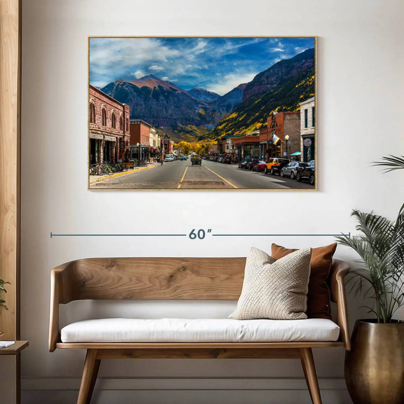 Petite ville de Telluride, Cadre flottant en bois naturel, 46 po x 31 po