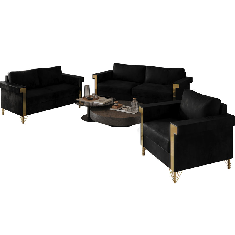 Snaresbrook 3 - Piece Living Room Set, Black