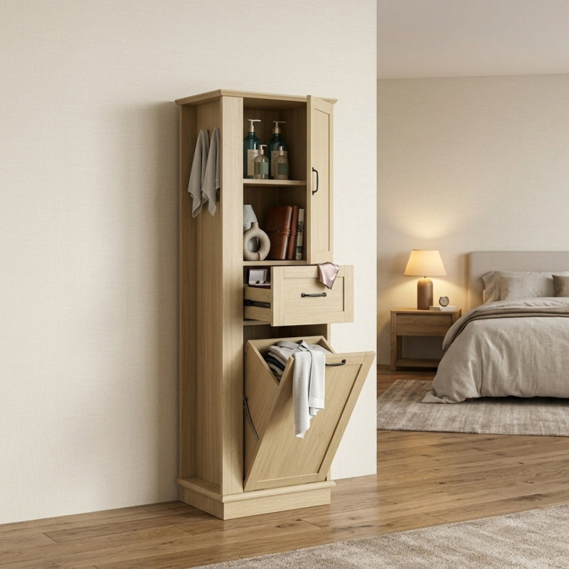 Grande armoire de rangement moderne avec compartiment inclinable, tablettes réglables, capacité de charge de 80 lb, charnières à fermeture en douceur et poignées en alliage d'aluminium pour la cuisine de la salle de lavage
