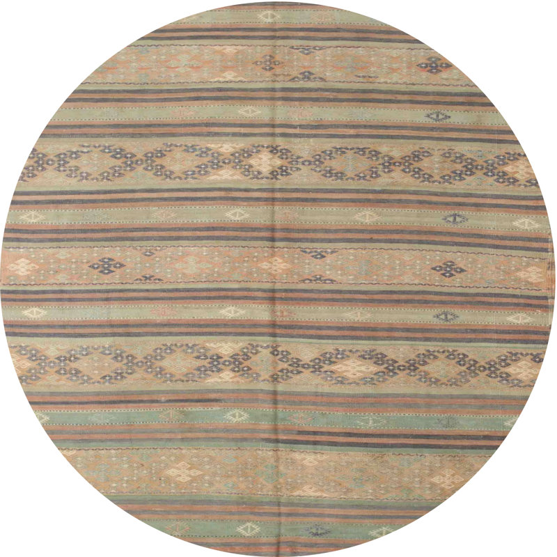 Tapis vert / brun Southwestern, Rond 6 pi