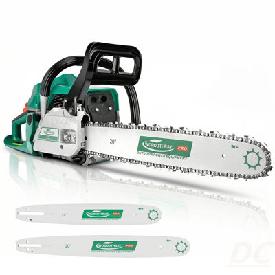 62CC 2-Stroke 14"+20" Gasoline Chainsaw Power Engine Wood Cutting Gas Chain Saw