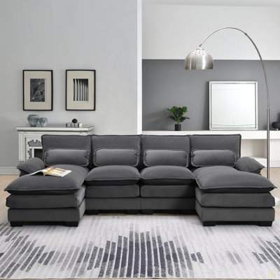 Canapé modulaire en forme de U 109,8 * 55,9 po avec coussins de taille, canapé symétrique à 6 places, canapé-lit avec méridienne pour le salon, appartement