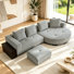 Canapé d'angle modulaire 3 pièces en chenille avec rangement et table d'appoint intégrée