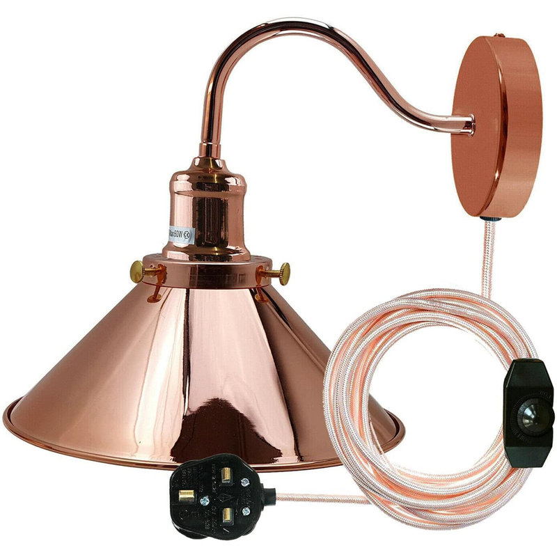 Plug-in Armed Sconce, Rose Gold