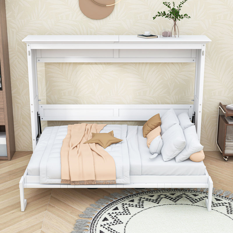 Murphy Bed, Foldable into Stylish White Cabinet, Full, White