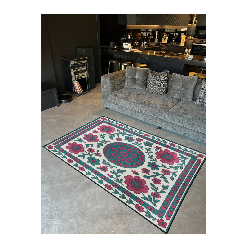 Tapis beige tissé traditionnel Mosso, 4'7" x 6'7"
