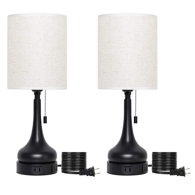 Ensemble de 2 lampes de chevet 17,9 "avec double USB et interrupteur à chaîne