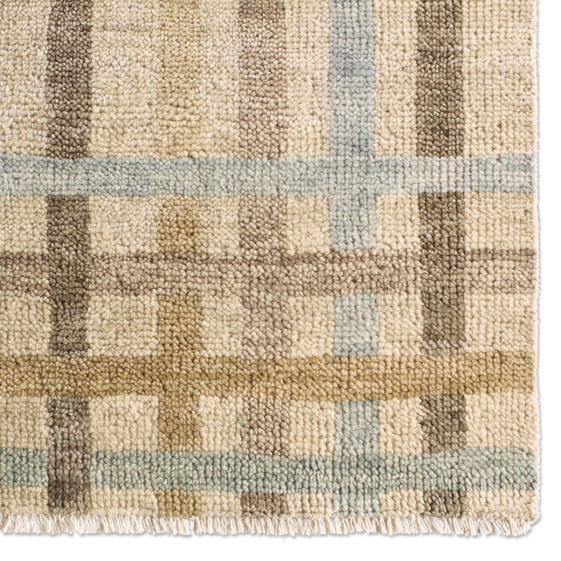 Jaipur Living Raza CRA06 Handknotted Geometric Beige and Blue Runner Rug (3'X10'), Rectangle 8' x 10'