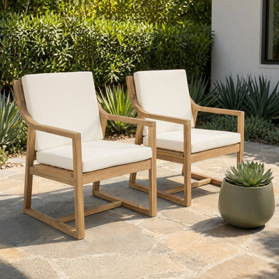 Ensemble de 2 fauteuils d'extérieur résistants aux intempéries avec coussins amovibles - idéal pour les ensembles de salle à manger de patio