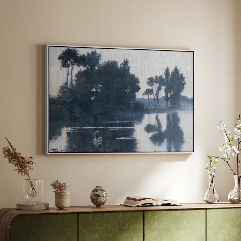 Paysage rétro - DCCLLXI, Toile avec cadre blanc, H 17 po x l 25 po x P 2 po
