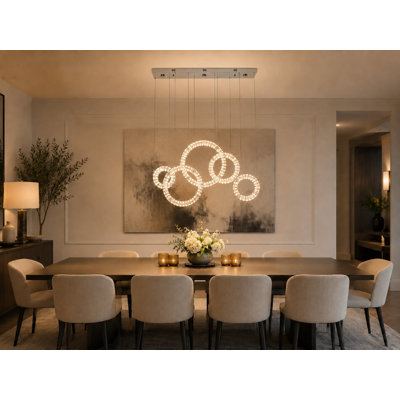 Transitional 8-Light Chrome Dimmable LED Crystal Chandelier