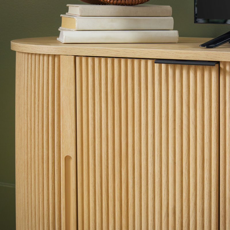 Dragelin Modern Reeded Fireplace TV Stand, Coastal Oak, 60"