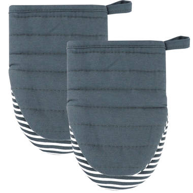 All-Clad Ribbed Silicone Cotton Twill Oven Mitt, Set of 2 - Pewter