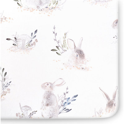 Oilo Studio – Organic Cottontail Rabbit Jersey Fitted Crib Sheet, Ultra-Soft & Breathable, Snug Fit for Standard Cribs & Toddler Beds