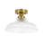 1-Light Fruit Bowl-shape Ribbed Glass Semi-flush Mount