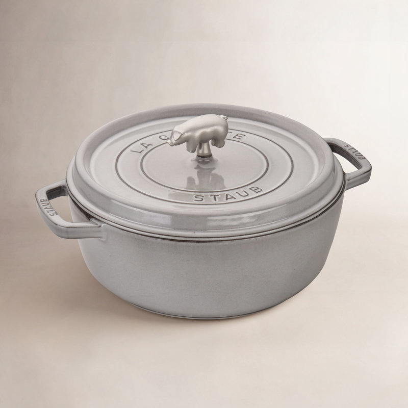 Staub Cast Iron 6 qt. Cast Iron Round Dutch Oven with Lid, Graphite Gray