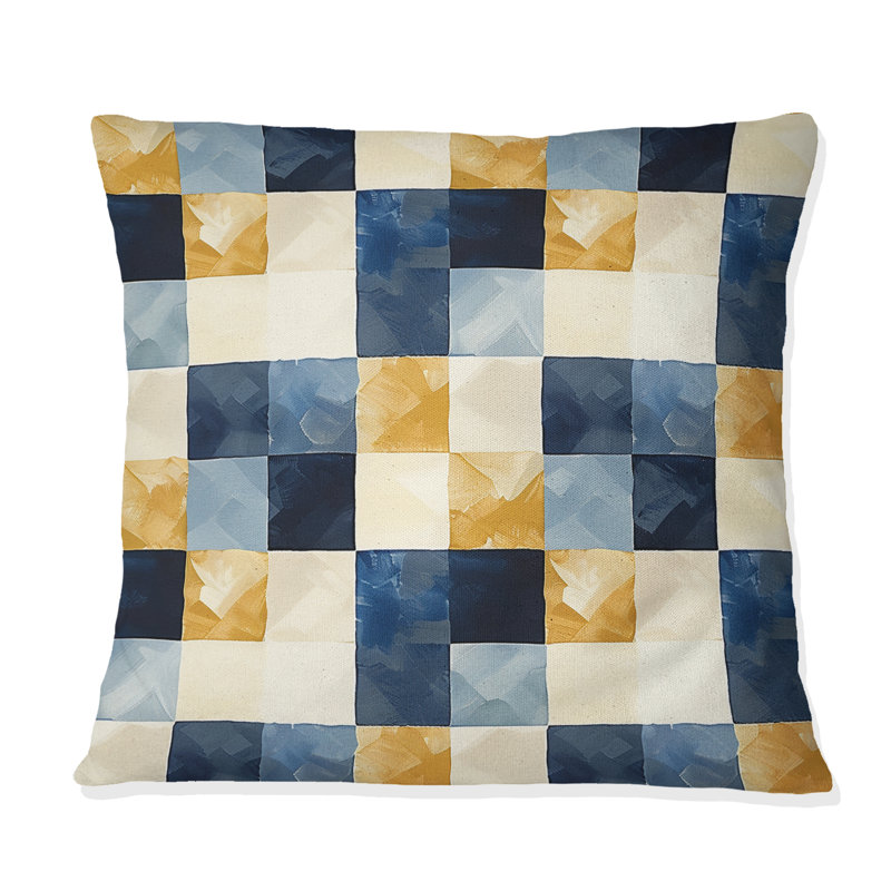 Coussin Mid-Century Gingham II - Mid-Century, H 16 po x l 16 po